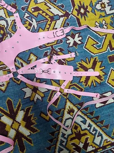 двойной страпон: 🌸 Эффектная портупея с ошейником и наручниками (комплект)(БДСМ)🌸 — 4