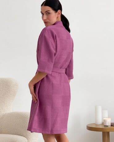 домашние халаты больших размеров: Халат, Вафельное полотно, Турция, XS, S, L — 2