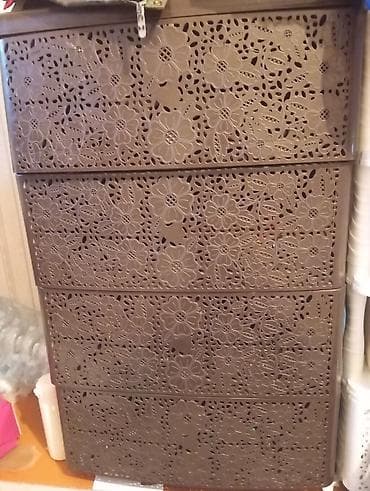 Комод для одежды, Б/у, Без зеркала, Пластик, цвет - Коричневый