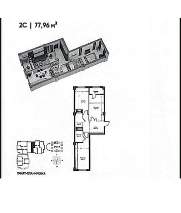 2 комнаты, 78 м², Технопарк Элитка, 15 этаж, ПСО (под самоотделку) — 3