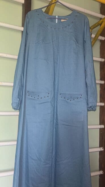льняное платье халат: Новое платье На 48 р Ткань : тонкая джинса В отличном состоянии — 2