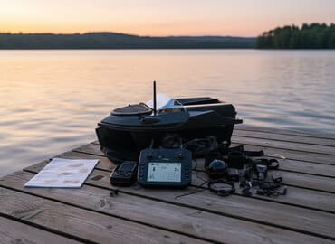 Прикормочный кораблик Flytec V080, с эхолотом. Дальность 800 метров