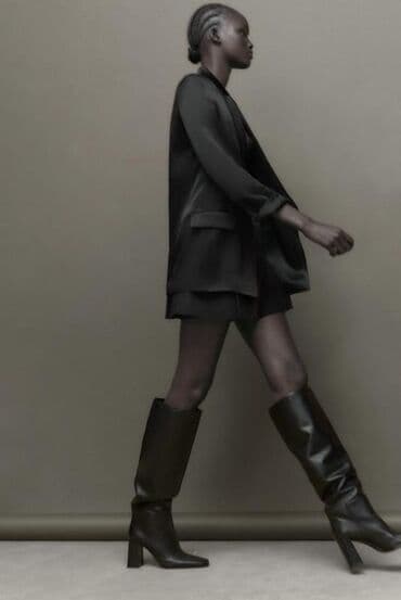 сапоги лакированные на высоких каблуках: Сапоги, 37, Новый, цвет - Черный, Самовывоз — 2