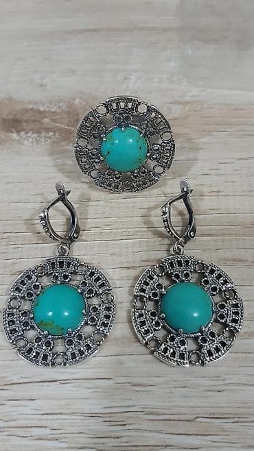 серебряные украшения из турции: Дизайнерский серебряный комплект с натуральной бирюзой.Производство — 1