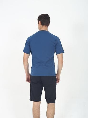 Жеке буюмдар: Мужская спортивная футболка с коротким рукавом - Цвет: темно-синий с — 4