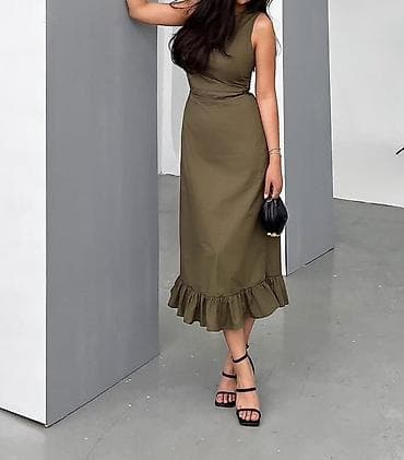 Повседневное платье, Лето, Длинная модель, Хлопок, M