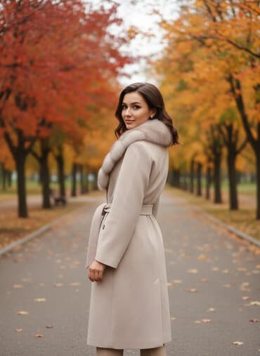 сапоги зимние женские натуральная кожа натуральный мех распродажа: Пальто LORETA с роскошным меховым воротником - Цвет: светло-бежевый — 1