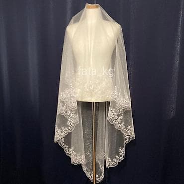 Свадебные аксессуары: Свадебный аксессуар, Фата, Новый, цвет - Белый — 5
