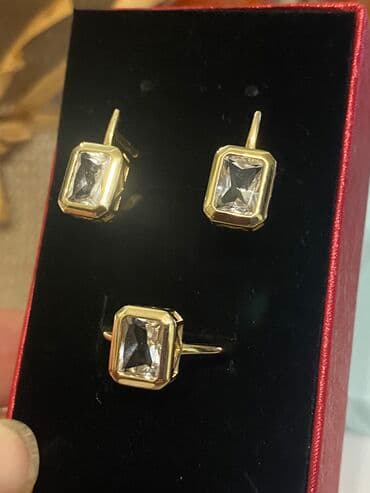 золотые серьги бу: Золотой набор! Желтое золото Италия ! Эксклюзив - натуральный камень — 2