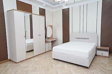 Эмерек гарнитурлары: Уктоочу бөлмө гарнитуру, Жаңы, Эки кишилик керебет, Трюмо, Тумба, Башка өлкө, Бөлүп төлөө менен, МДФ, Акысыз жеткирүү, түсү - Ак — 7