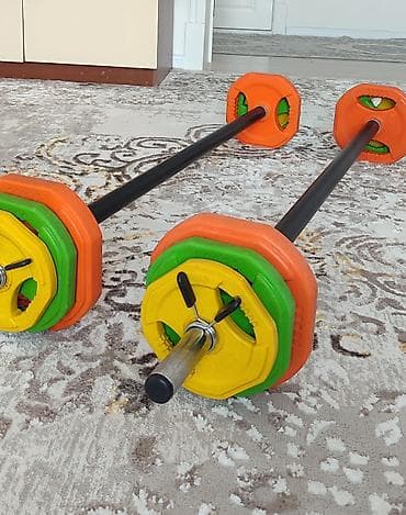 набор штанги: Комплект для силовых тренировок: 2 штанги с дисками по 20кг — 5