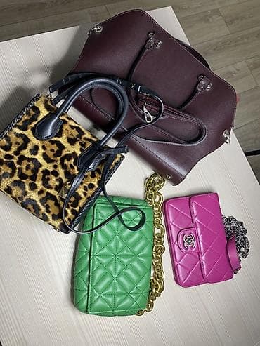 Набор женских сумок (4 шт.) 1) Бордовая кожаная сумка (Genuine at lalafo.kg Набор женских сумок (4 шт.) 1) Бордовая кожаная сумка (Genuine