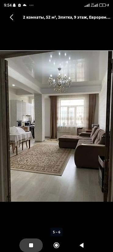 гостиный тип: 2 комнаты, 54 м², Индивидуалка, 9 этаж, Евроремонт — 1