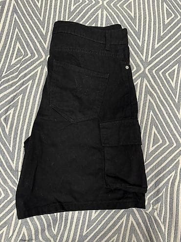 Шорты: Черные мужские шорты-карго - Цвет: чёрный - Крой: прямой, средней — 1