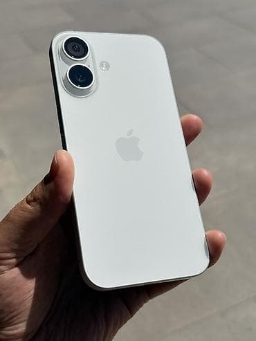 iphone 16e цена: IPhone 16, Б/у, 128 ГБ, Белый, Защитное стекло, Чехол, 96 % — 1