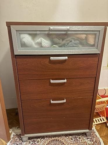 мебель сандык: Кийим үчүн комод, Колдонулган, Күзгүсүз, Жыгач, түсү - Күрөң — 3