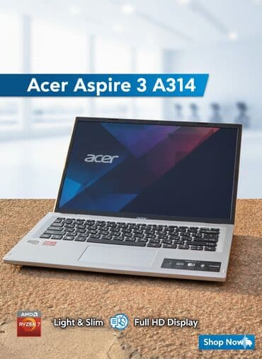 Ноутбук, Acer, 8 ГБ ОЗУ, AMD Ryzen 7, 14 ", Новый, Для работы, учебы, память SSD