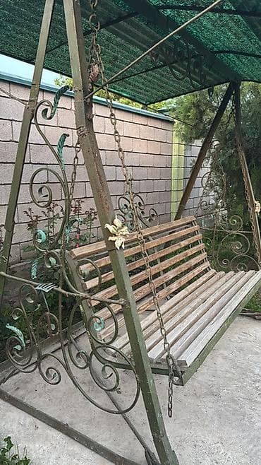 качели на площадке: Садовые качели Металл, Со спинкой, С крышей — 1