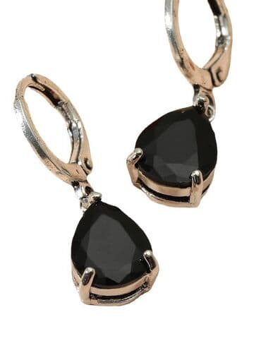 свадебное платье для высокой невесты: Элегантные серьги У с инкрустацией из черного циркона, серьги в форме — 1