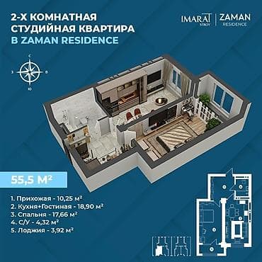 французский квартал цены: 2 комнаты, 55 м², Элитка, 15 этаж, Готовая ПСО (под самоотделку) — 2