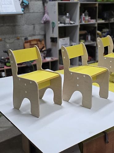 Офис эмереги: Балдар үчүн отургуч, Жыгач, түсү - Сары — 3