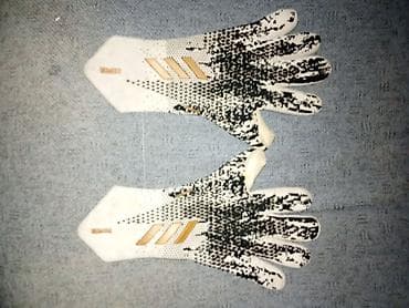 шва: Вратарские перчатки Adidas Predator (белые с черным и золотистыми — 2