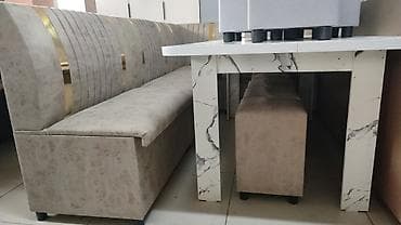 угловой диван стол: Кухонный мягкий уголок, Другой материал, цвет - Серый — 3