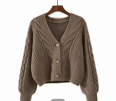 синий кардиган: Кардиган, Трикотаж, Короткая модель, Осень-весна — 1