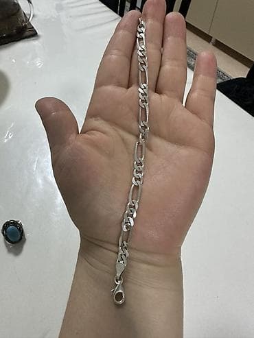 Серебряный браслет, плетение «Фигаро». - Материал: серебристый металл