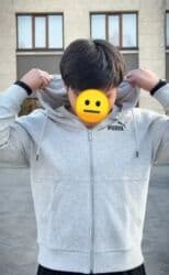 плащ дождовик: Мужская толстовка, 2XL, Puma, Б/у, цвет - Серый, Самовывоз — 9