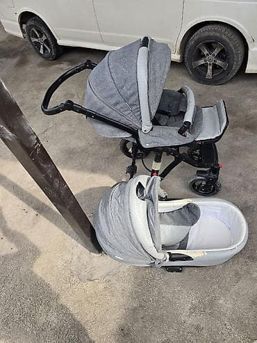 капяски в 3 в одном: Детская коляска 2 в 1 (люлька + прогулочный блок), серого цвета — 4