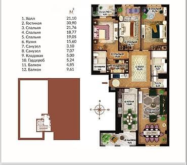 продаю квартиру роял 4 ком: 4 комнаты, 165 м², Элитка, 4 этаж, Готовая ПСО (под самоотделку) — 2
