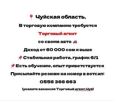 Требуется Торговый агент, График: Шестидневка, 1-2 года опыта, Карьерный рост, Полный рабочий день at lalafo.kg Требуется Торговый агент, График: Шестидневка, 1-2 года опыта, Карьерный рост, Полный рабочий день