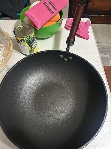 кухонные посуды: Сковорода вок с крышкой - Материал корпуса: кованый алюминий с — 2