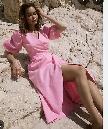 Повседневное платье, Лето, Длинная модель, На запах, S, M, L