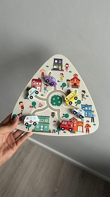 детские лабиринты: Деревянный лабиринт «Городские машинки» - Развивающая игрушка с — 3