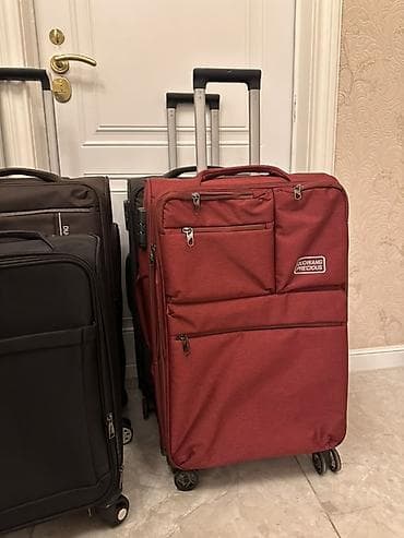 чехол для чемоданов: Чемодан, Б/у, Материал: Полиэстер, Средний (40 - 70 л), Водонепроницаемость, Вращающиеся колеса на 360°, Кодовый замок — 3