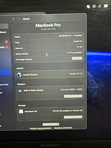 apple macbook m1: Для программирования, Б/у, Apple M1, ОЗУ, RAM: 16 ГБ — 4