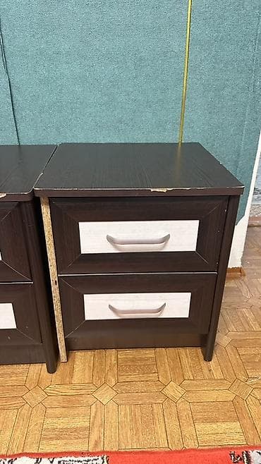 слесарный стол: Прикроватная тумба, Без зеркала, цвет - Коричневый, ЛДСП — 1