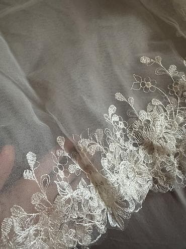 утук швейный: Фата невесты цвет белый, Айвори. С вышивкой. Длина до спины. Абсолютно — 2