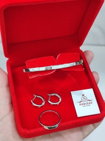 свадебные наборы ручной: Серебряный Комплект+ Браслет Карьтие Серебро 925 пробы Размеры — 6