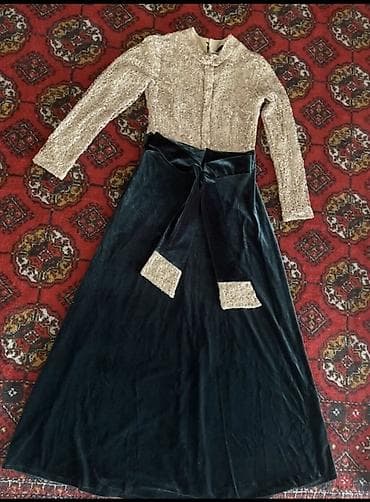 maison margiela: Вечернее платье, А-силуэт, Длинная модель, Велюр, С рукавами, M, L — 3