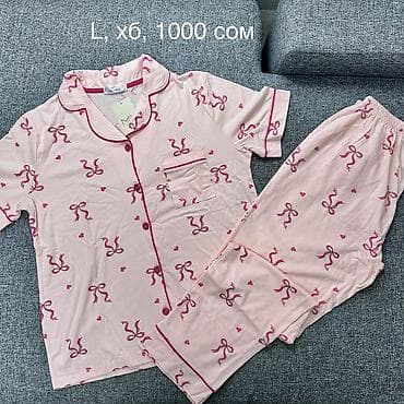 Пижама, Хлопок, Китай, Леопардовый принт, С кружевом, На пуговицах, M, L, XL — 7