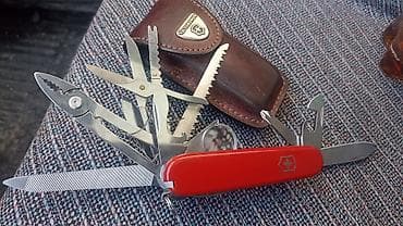 Аңчылык жана балык уулоо: Мультитул-нож Victorinox с кожаным чехлом Компактный швейцарский нож — 5