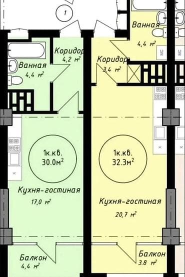 комната ижара: 1 бөлмө, 30 м², Элитка, 13 кабат, ПСО (өз алдынча бүтүрүү) — 1