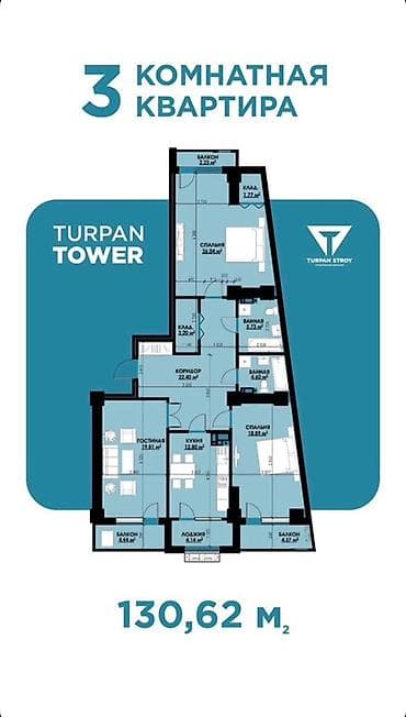 3 комнаты, 130 м², Элитка, 8 этаж, Готовая ПСО (под самоотделку)