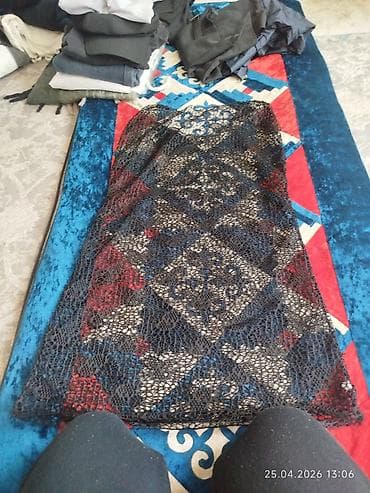 Ажурная накидка/шаль ручной вязки - Цвет: черный - Материал: тонкая