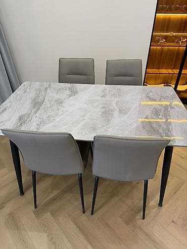 stol: Кухонный стол и стул, Новый, цвет - Серый — 1