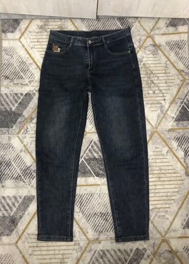 мужские джинсы с дырками на коленях: Джинсы мужские. Размер: 32 - Цвет: темно-синий деним с легким — 2