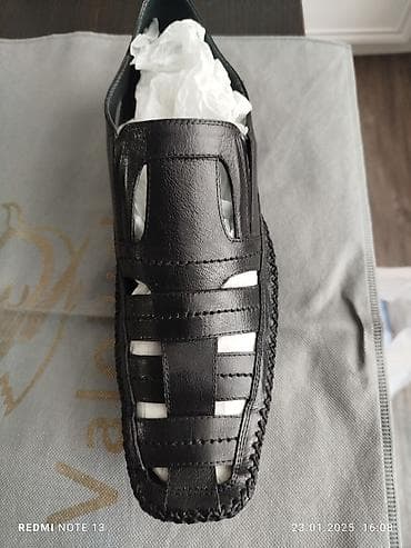 обувь 19 размер: Мужские сандалии, 41, Новый, цвет - Черный, Самовывоз, Платная доставка — 1